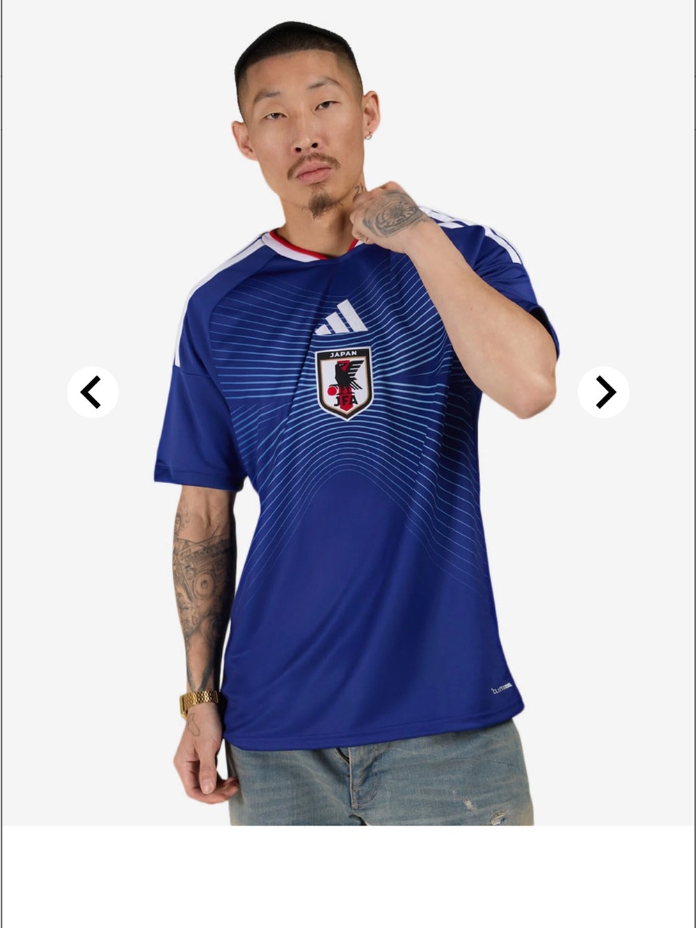 adidas Blue Japan Men's Soccer Jersey with Crest
